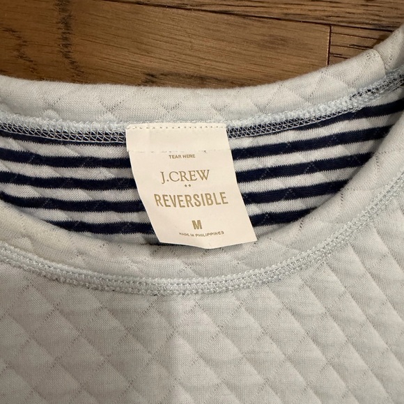J. Crew Reversible Quilted Top in White and Navy Stripes - Picture 2 of 2